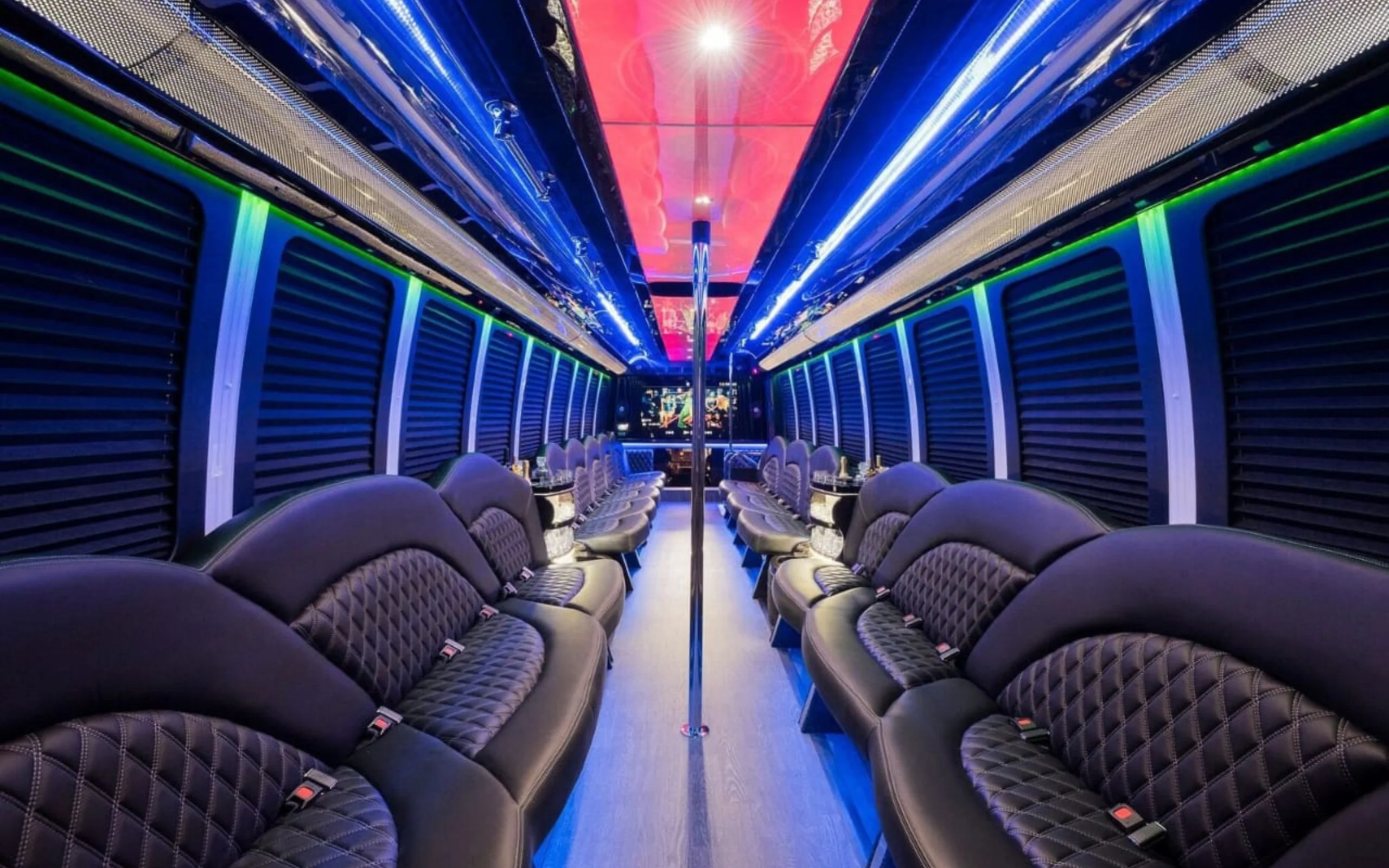 30 or 40 passenger party bus interior